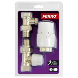 Zestaw termostatyczny FERRO – głowica + zawory proste ZTM20